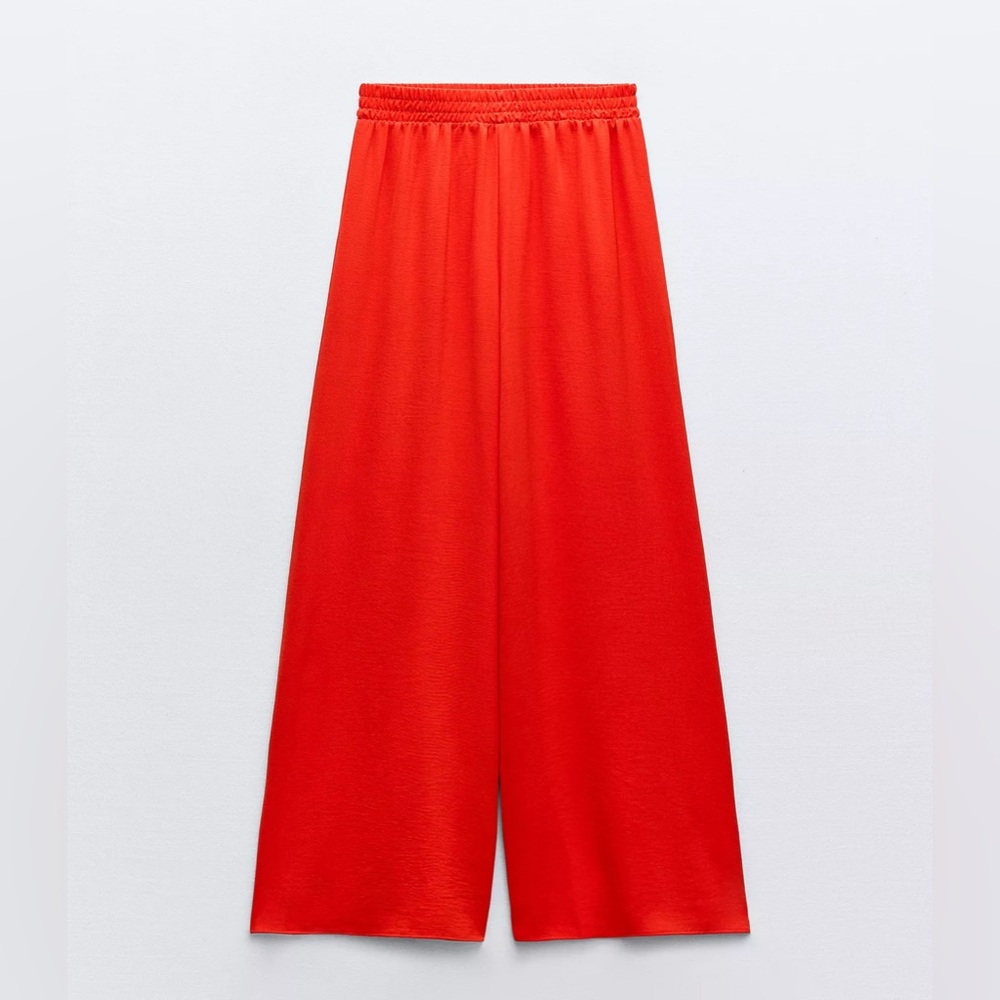 Zara Red Flowy Palazzo Pants Size S